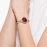 Swarovski Crystal Flower Red Dial Rose Gold Steel Strap Watch for Women - 5552783 Authentic Buy Shop Now