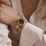 Daniel Wellington Iconic Link Analog Black Dial Rose Gold Steel Strap Watch For Women - DW00100214 Authentic Buy Shop Now