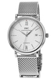 IWC Portofino Automatic White Dial Silver Mesh Bracelet Watch for Men - IW356505 Authentic Buy Shop Now