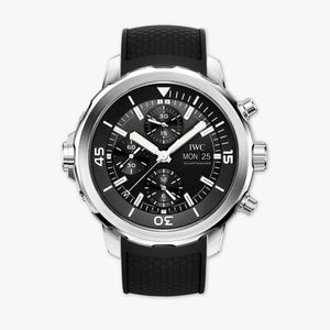 IWC Aquatimer Chronograph Black Dial Black Leather Strap Watch for Men - IW376803 Authentic Buy Shop Now