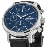 IWC Portofino Chronograph Blue Dial Black Leather Strap Watch for Men - IW391023 Authentic Buy Shop Now