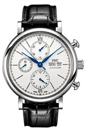 IWC Portofino Chronograph White Dial Black Leather Strap Watch for Men - IW391024 Authentic Buy Shop Now