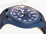 IWC Pilot’s Watch Automatic "Laureus Sport for Good" Edition Blue Dial Blue Nylon Strap Watch for Men - IW328101 Authentic Buy Shop Now
