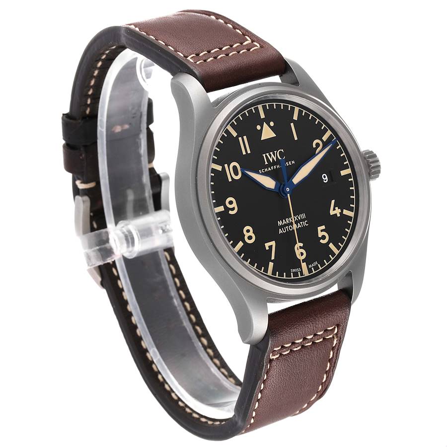 IWC Pilot's Watch Mark XVIII 40mm Black Dial Brown Leather Strap Watch for Men - IW327006 Authentic Buy Shop Now
