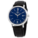 IWC Portofino '150 Years Edition' Automatic Blue Dial Black Leather Strap Watch for Men - IW356518 Authentic Buy Shop Now