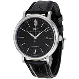 IWC Portofino Automatic Black Dial Black Leather Strap Watch for Men - IW356502 Authentic Buy Shop Now