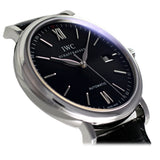 IWC Portofino Automatic Black Dial Black Leather Strap Watch for Men - IW356502 Authentic Buy Shop Now