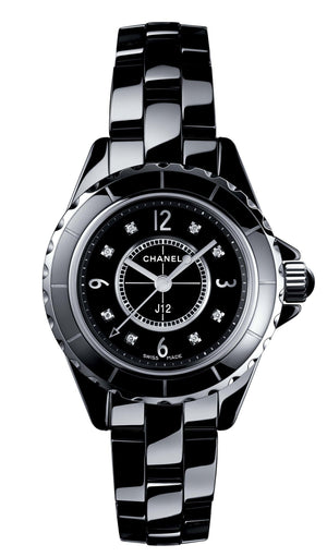 Chanel J12 Diamonds Black Dial Black Steel Strap Watch for Women - J12 H2569 Authentic Buy Shop Now