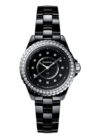Chanel J12 Diamonds Ceramic Black Dial Black Steel Strap Watch for Women - J12 H3108 Authentic Buy Shop Now
