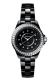 Chanel J12 Diamonds Ceramic Black Dial Black Steel Strap Watch for Women - J12 H3108 Authentic Buy Shop Now