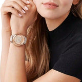 Michael Kors Runway Quartz Rose Gold Dial White Leather Strap Watch For Women - MK6980 Authentic Buy Shop Now