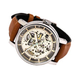 Fossil Boyfriend Automatic Skeleton Silver Dial Brown Leather Strap Watch for Women - ME3109 Authentic Buy Shop Now