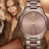 Michael Kors Runway Quartz Brown Dial Brown Steel Strap Watch For Women - MK3418 Authentic Buy Shop Now