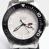 Gucci G Timeless Sport White Dial Silver Steel Strap Watch For Men - YA126250 Authentic Buy Shop Now