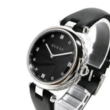 Gucci Diamantissima Diamonds Black Dial Black Leather Strap Watch For Women - YA141403 Authentic Buy Shop Now