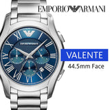 Emporio Armani Chronograph Quartz Blue Dial Silver Steel Strap Watch For Men - AR11082 Authentic Buy Shop Now