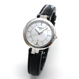 Tissot T Lady Flamingo Mother of Pearl White Dial Black Leather Strap Watch for Women - T094.210.16.111.00 Authentic Buy Shop Now