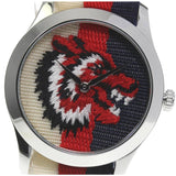 Gucci G Timeless Quartz White Red Blue Dial Multicolored NATO Strap Watch For Men - YA1264059 Authentic Buy Shop Now