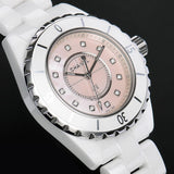 Chanel J12 Quartz Diamonds Pink Dial White Steel Strap Watch for Women - J12 H5513 Authentic Buy Shop Now