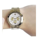 Michael Kors Wyatt Chronograph White Dial Gold Steel Strap Watch For Women - MK5933 Authentic Buy Shop Now