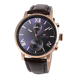 Tommy Hilfiger Aiden Quartz Blue Dial Brown Leather Strap Watch for Men - 1791308 Authentic Buy Shop Now