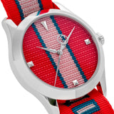 Gucci G Timeless Quartz Red Dial Two Tone NATO Strap Watch For Men - YA1264070 Authentic Buy Shop Now