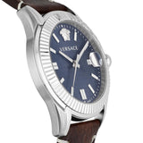 Versace Greca Time Quartz Blue Dial Brown Leather Strap Watch For Men - VE3K00122 Authentic Buy Shop Now