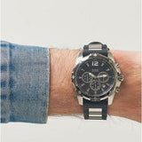 Guess Intrepid Chronograph Black Dial Two Tone Steel Strap Watch for Men - W0167G1 Authentic Buy Shop Now