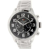 Tommy Hilfiger Trent Chronograph Black Dial Silver Steel Strap Watch for Men - 1791054 Authentic Buy Shop Now