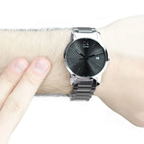 Calvin Klein City Date Black Dial Silver Steel Strap Watch for Men - K2G2G143 Authentic Buy Shop Now
