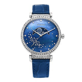 Swarovski Passage Moon Phase Blue Dial Blue Leather Strap Watch for Women - 5613320 Authentic Buy Shop Now