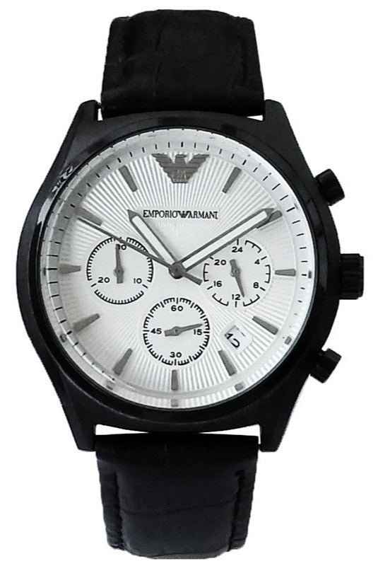 Emporio Armani Chronograph Quartz Silver Dial Black Rubber Strap Watch For Men - AR11048 Authentic Buy Shop Now