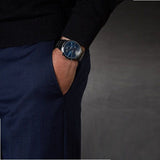 Emporio Armani Renato Chronograph Quartz Blue Dial Black Steel Strap Watch For Men - AR11215 Authentic Buy Shop Now