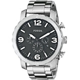 Fossil Nate Chronograph Black Dial Silver Steel Strap Watch for Men - JR1353 Authentic Buy Shop Now