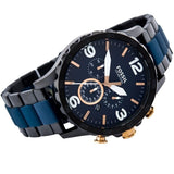 Fossil Nate Chronograph Blue Dial Two Tone Steel Strap Watch for Men - JR1494 Authentic Buy Shop Now