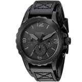 Fossil Nate Chronograph Black Dial Black Leather Strap Watch for Men - JR1510 Authentic Buy Shop Now