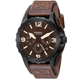 Fossil Nate Chronograph Brown Dial Brown Leather Strap Watch for Men - JR1511 Authentic Buy Shop Now