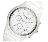Emporio Armani Ceramica Chronograph White Dial White Strap Watch For Men - AR1453 Authentic Buy Shop Now