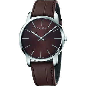 Calvin Klein City Brown Dial Brown Leather Strap Watch for Men - K2G211GK Authentic Buy Shop Now