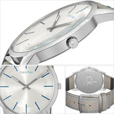 Calvin Klein City Silver Dial Grey Leather Strap Watch for Men - K2G211Q4 Authentic Buy Shop Now