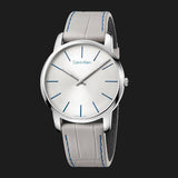 Calvin Klein City Silver Dial Grey Leather Strap Watch for Men - K2G211Q4 Authentic Buy Shop Now