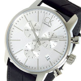 Calvin Klein City Chronograph Silver Dial Black Leather Strap Watch for Men - K2G271C6 Authentic Buy Shop Now