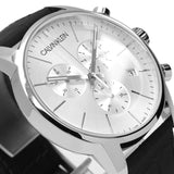 Calvin Klein City Chronograph Silver Dial Black Leather Strap Watch for Men - K2G271C6 Authentic Buy Shop Now