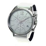 Calvin Klein Masculine Chronograph White Dial White Leather Strap Watch for Men - K2H27101 Authentic Buy Shop Now