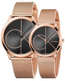 Calvin Klein Minimal Black Dial Rose Gold Mesh Bracelet Watch for Men - K3M22621 Authentic Buy Shop Now