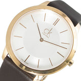Calvin Klein Minimal White Dial Brown Leather Strap Watch for Men - K3M216G6 Authentic Buy Shop Now