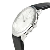 Calvin Klein Minimal Silver Dial Black Leather Strap Watch for Women - K3M221C6 Authentic Buy Shop Now