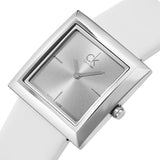 Calvin Klein Mark Silver Dial White Leather Strap Watch for Women - K3R231L6 Authentic Buy Shop Now