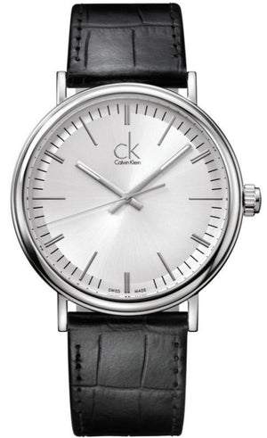 Calvin Klein Surround Silver Dial Black Leather Strap Watch for Men - K3W211C6 Authentic Buy Shop Now