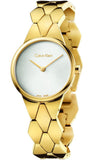 Calvin Klein Snake Silver Dial Yellow Gold Steel Strap Watch For Women - K6E23546 Authentic Buy Shop Now